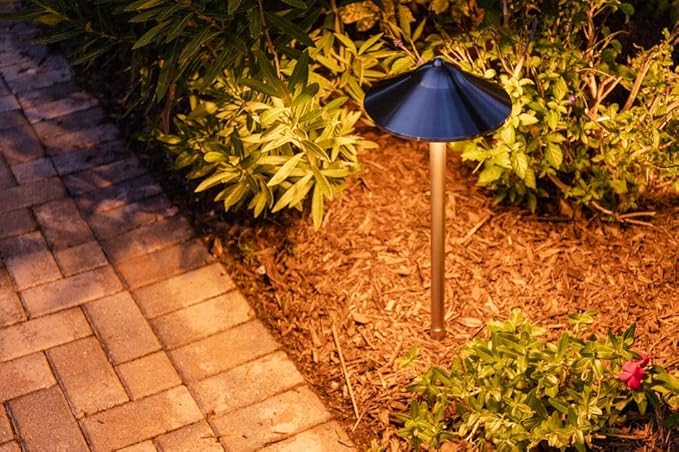 VOLT Max Spread 12V Stainless Steel Path Light (25 Tall 9 Shade) with 3W 2700K Warm White G4 LED Bulb for Low Voltage Landscape Lighting on Outdoor Pathway Walkway Garden Driveway or Patio