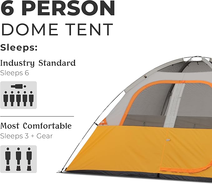 CORE Tent for Family Camping Hiking and Backpacking | 3 Person / 4 Person / 6 Person / 9 Person Person Dome Camp Tents with Included Tent Gear Loft for Outdoor Accessories