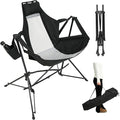 Hammock Camping Chair Portable Chairs with Pillow Cup Holder and Carry Bag Lightweight Foldable Chair for Outside Camping Hiking Travel Beach and Sports (Black)