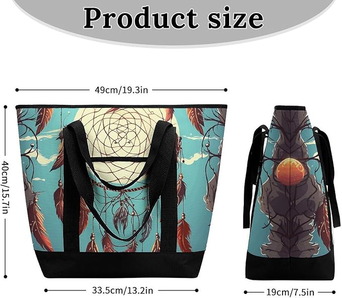 Insulated Shopping BagLarge Reusable Cooler Bags Catch Dream Net Printed Foldable Shopping BagTravel Waterproof Shoulder Bag
