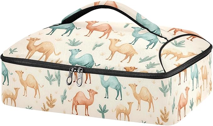 Casserole Carrier Lovely CamelInsulated Casserole Carrier for Hot or Cold Food Thermal Lunch Tote for Potluck Parties Picnic Beach Fits 9 x 13 Inches Baking Dish