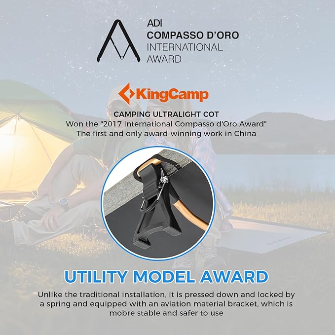 KingCamp Ultralight Camping Cot Portable Folding Tent Camping Cot 265 Lbs Heavy Duty Sleeping Cot with Pillow for Adults Outdoor Backpacking Travel Hiking Blue