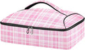 Casserole Carrier Pinkish LinesInsulated Casserole Carrier for Hot or Cold Food Thermal Lunch Tote for Potluck Parties Picnic Beach Fits 9 x 13 Inches Baking Dish