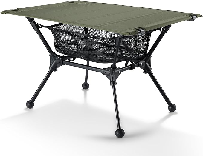 ONETIGRIS Dipper Camping Table Lightweight Portable Folding Table with Mesh Storage Net High/Low Options Ideal for Camping Hiking Tailgating Beach Picnic Travel Backyard