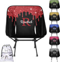 Custom Camping Chair with Name Personalized Portable Backpacking Chair Customized Lightweight Compact Folding Hiking Camp Chairs (Red)