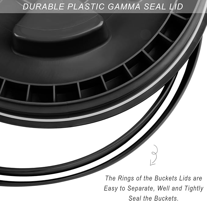 Aodaer 4 Pieces Seal Lid 5 Gallon Bucket Twist Lid Food Storage Container Lid Reusable Plastic Seal Lid Food Storage Container Lids (Black White)