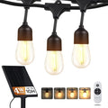 Brightech Ambience Pro Super Bright Solar - 27Ft Remote Control Outdoor String Lights Shatterproof S14 Edison Bulbs Commercial Grade LED Waterproof Patio Lights for Deck 4W Soft White 12 Bulbs