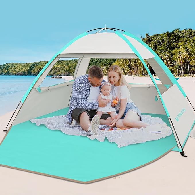 Venustas Beach Tent Sun Shelter for 3/4-5/6-7/8-10 Person UPF 50+ UV Protection Beach Canopy Lightweight and Easy Setup Cabana Portable Shade Tent