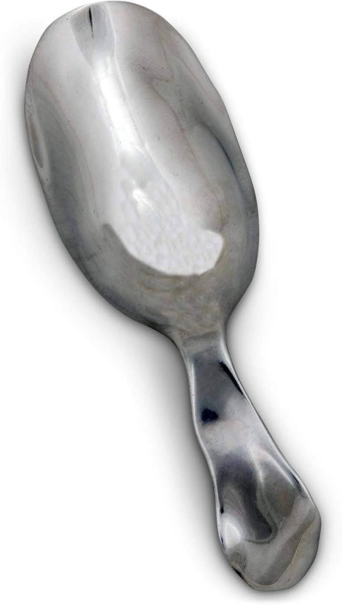 Arthur Court Modern Carmel Pattern Metal Handle Bar Ice Scoop Dry Bin Scoop Dry Goods Scoop Candy Scoop Spice Scoop Sand Casted and Hand Polished Aluminum 8 inch Long