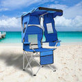 PLKO Camping Chairs with Canopy Portable Quad Lawn Chair for Adults Folding Recliner Chair with Cup Holder Outdoor Events and Shade- Support 330 LBS