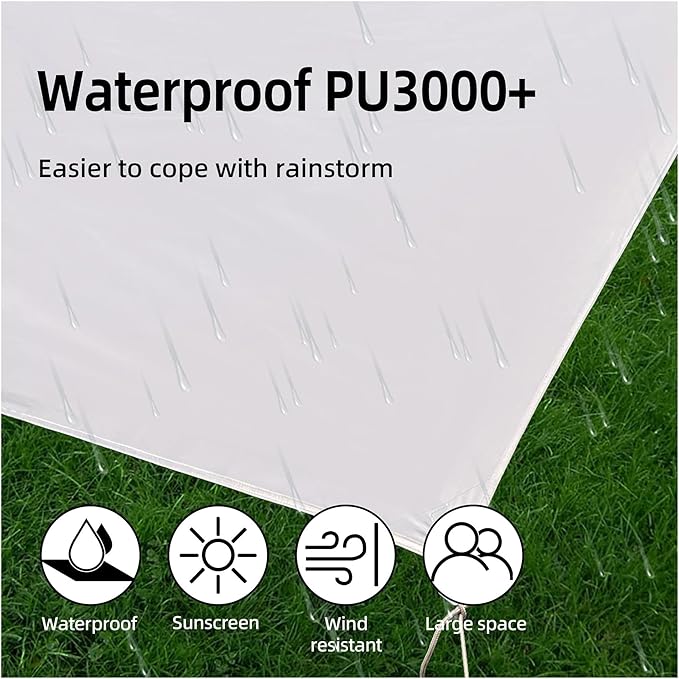 Compatible for Camping Tarp with 2 Poles Beach Sun Shade Windproof Design Larger Shelter Portable Tent Cover &amp Canopy Rain(Chocolate3 * 5M)