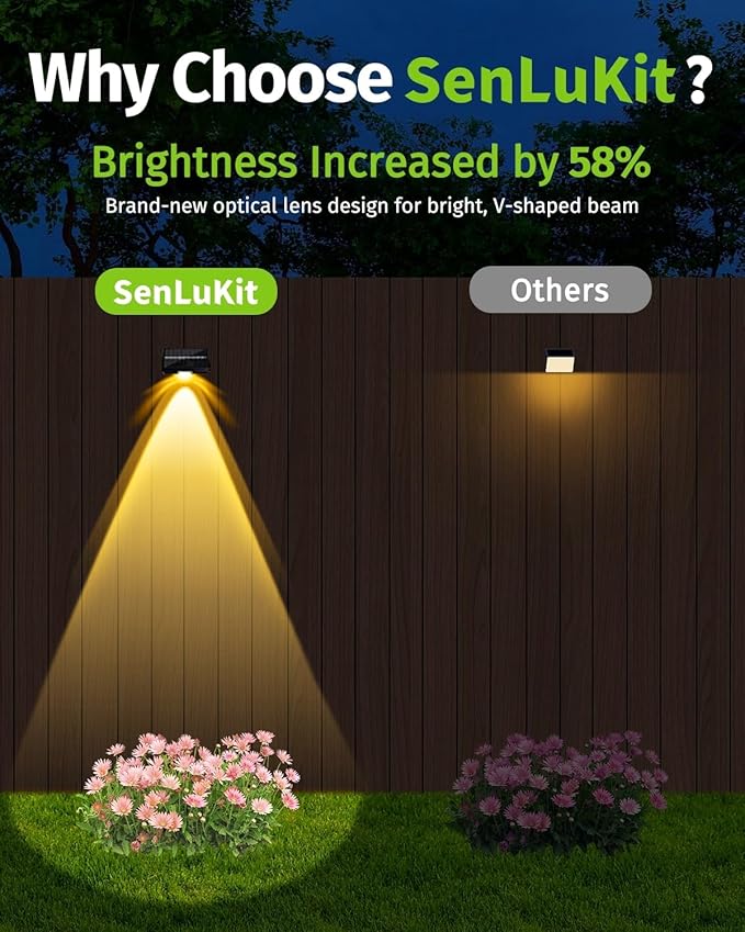 Solar Fence Lights Outdoor Waterproof High Brightness LED Spot Lens Deck Lights 7 Mode Warm &amp Cool White RGB Solar Powered Wall Lighting Decor for Outside Patio Step Backyard Railing Pool - 8 Pack