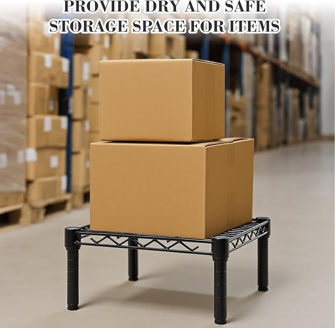3 Pack Dunnage Rack 13.8 Long x 13.8 Wide 5.9 Height Mild Steel Dunnage Rack 1000+ Pound Capacity Storage Commercial Food Service Storage in Restaurant Kitchens Shop(Black)