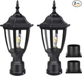 FUDESY Outdoor Post Lights Electric Exterior Lamp Post Light Fixture with Pier Mount Base LED Bulb Included Anti Corrosion Black Plastic Materials Pole Lanterns for Garden Patio Pathway