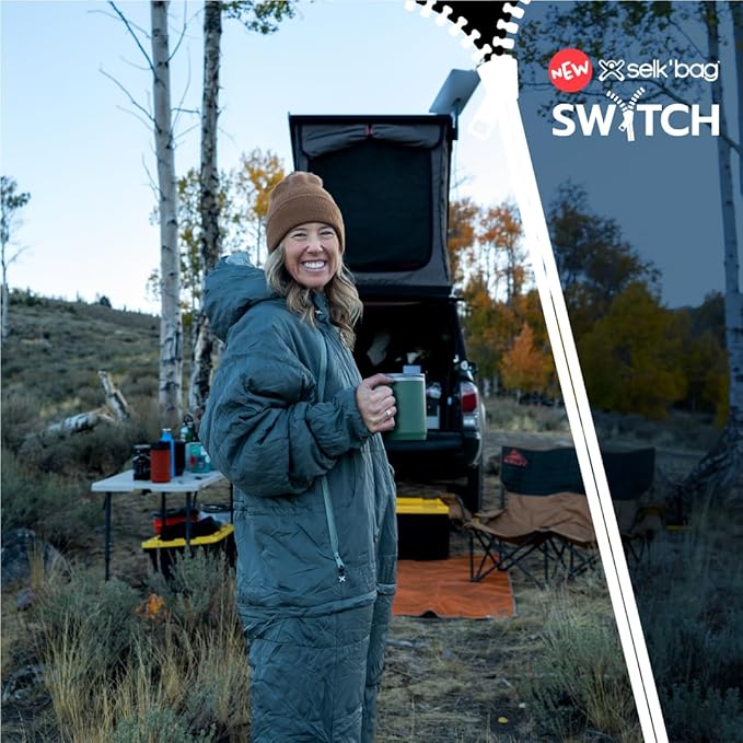 Selk'bag SWYTCH Lite Wearable Sleeping Bag &amp Jacket | 2-in-1 Lightweight Eco-Friendly 40°F for Camping &amp Travel