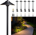 Gardenreet Brass Low Voltage Pathway Lights (9 Shade 23.5 Tall) - Black 12V Path Light Waterproof Wired Outdoor LED Landscape Area Lighting for Garden Walkway with 3W 270LM 2700K G4 Bulb (6 Pack)
