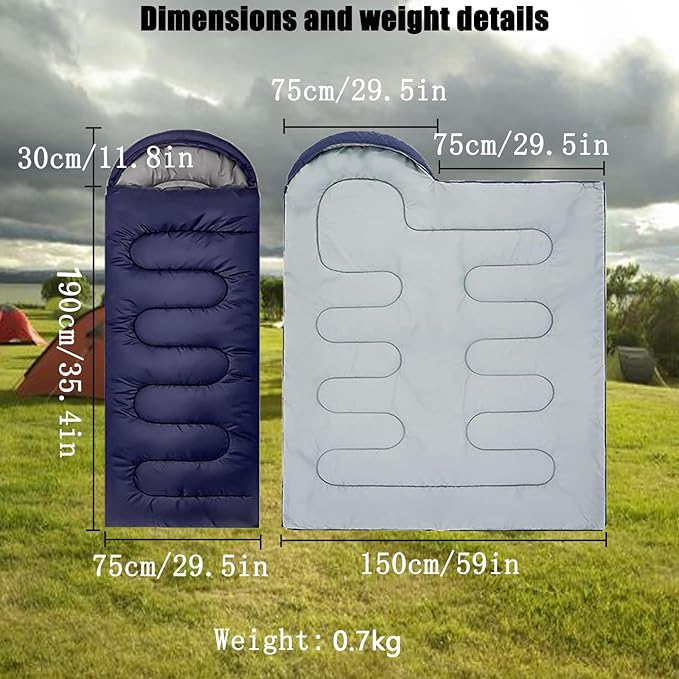 SNZ All-Season Lightweight Sleeping Bag - Mummy Camping Sleeping Bag for Adults &amp Kids Camping Essentials Warm &amp Cold Weather for Hiking Backpacking