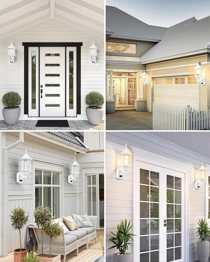 Redluck Motion Sensor Outdoor Lights 2 Pack 16 inch Dusk to Dawn Outside Porch Lights Waterproof Anti-Rust Aluminum Outdoor Wall Lights Exterior Lighting Fixtures for House Garage Front Door