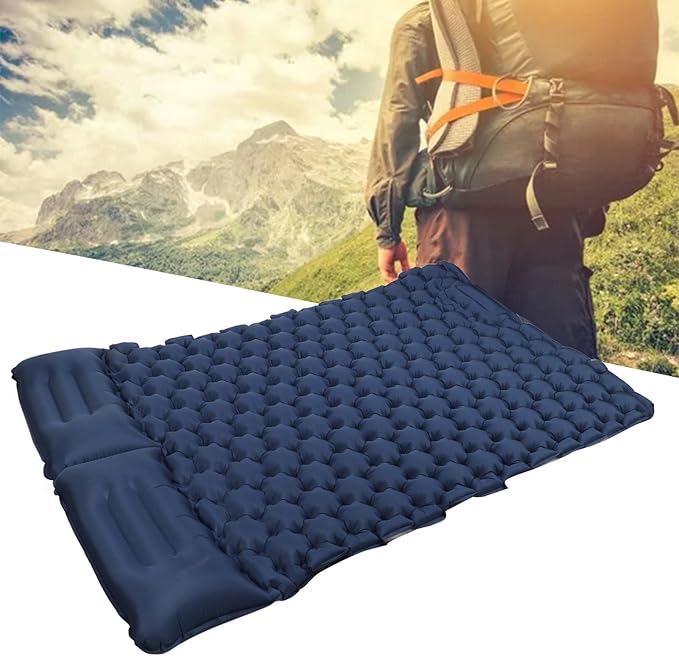 Self Inflating Pillow - Camping Pillow Travel Pillow Adjustable Lumbar Pillow Ergonomic Curved Design Fast Inflatable Foot Pump Nylon Outdoor Comfort
