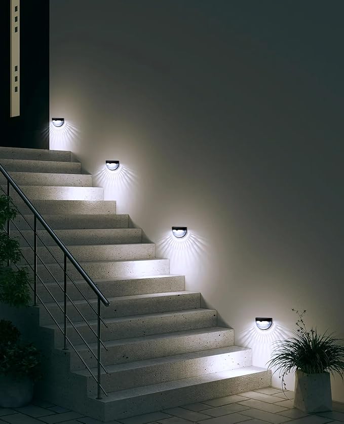 OTHWAY Solar Fence Post Lights Wall Mount Decorative Deck Lighting (Black 4 Packs)