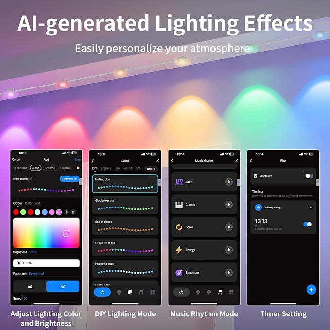 Permanent Outdoor Lights IP68 Waterproof Smart RGB+IC LED Christmas Light with 75 Scene Modes Holiday Lights for Christmas Halloween Work with Wi-Fi Alexa &amp Google Assistant (150ft)