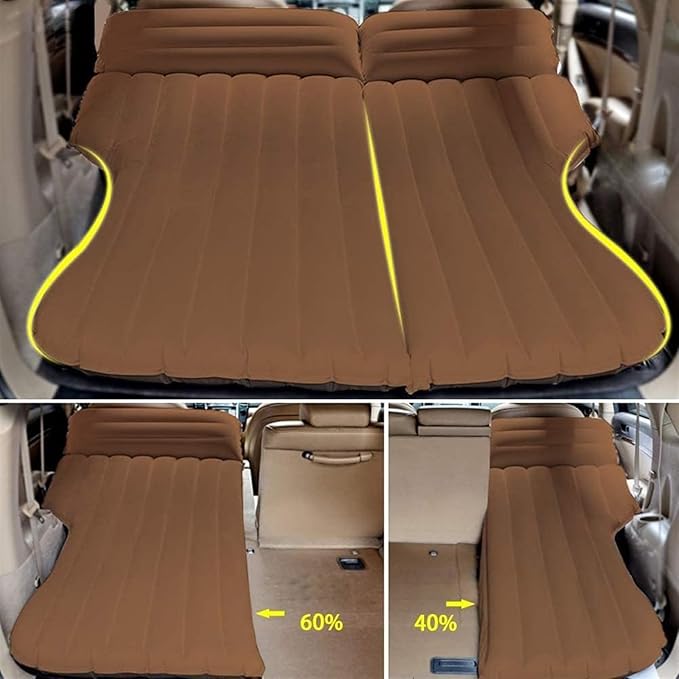 Inflatable Mattress Car Camping Mattress SUV Back Seat Inflatable Bed Outdoor Travel Sleeping Mat Flocked PVC Air Cushion