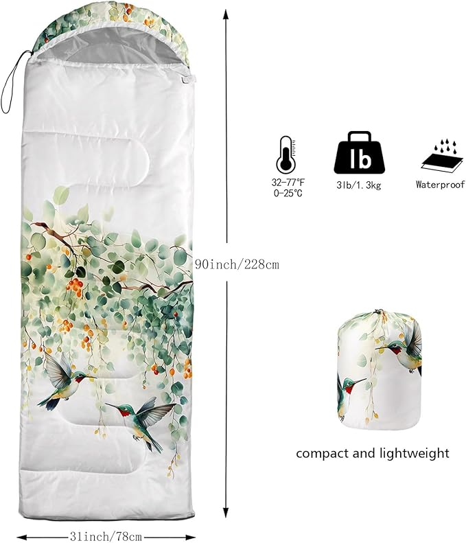 Kids Sleeping Bag for Boys GirlsCartoon Blue Unicorn Print-Lightweight Warm Portable Outdoor Indoor-Waterproof Cold Weather Resistant Sleeping Bag for Camping Hiking