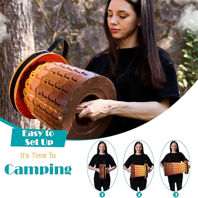 Upgraded Collapsible Stool with Cushion 1000 lbs Capacity &amp 19.7-in High Wider &amp Taller Heavy Duty Portable Telescoping Foldable Seat for Adults Camping Travel Music Festivals Outdoors