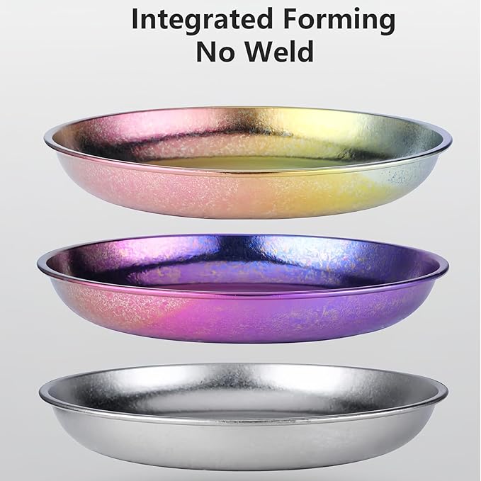 Titanium Camping Plate Titanium Pan Dish Plate Lightweight Round Dinnerware Tableware Cooking Utensils Pasta Plates Bowl 27fl oz(TA8220IA)