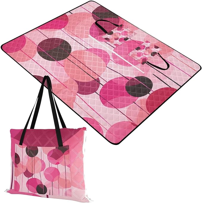 Camping Blanket Portable Hiking Travel Picnic Blankets for Adults Concert Blanket Art Balloon Magenta Peach 60x80in