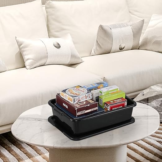 13 L Small Commercial Bus Tubs with Lid Plastic Bus Box 3 Packs Black