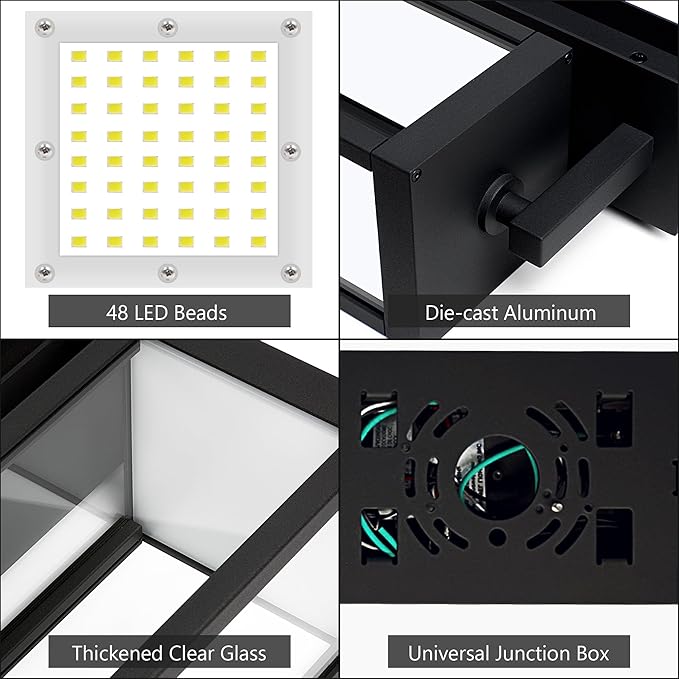 Lustrlach Upgraded Motion Sensor Outdoor Wall Light 15” Porch Light Outdoor Wall Sconce Lantern Exterior Lighting Fixture Wall Mount Outside Light for House Garage Patio Front Door