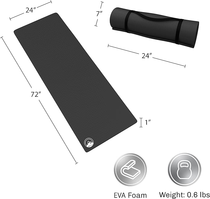 Foam Sleeping Pad - Lightweight 1-Inch Mat for Camping Cots Tents Backpacking and Yoga - Non-Slip and Waterproof with Handle by Wakeman