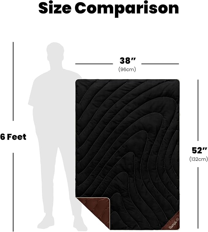 Rumpl Campfire Puffy Spark-Resistant Outdoor Blanket Throw Black Mocha