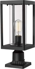 Beionxii Outdoor Post Lights 20inch Large Modern Large Exterior Post Lantern Pillar Light with Pier Mount Base Black Cast Aluminum w/Clear Cylinder Glass - A291P-1PK (NOT Solar 110-120V AC)