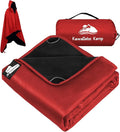 Fleece Waterproof Outdoor Blanket - Windproof Stadium Blanket for Camping Picnics and Sports Stay Dry and Comfortable 80x 58(Hoodeed Red)