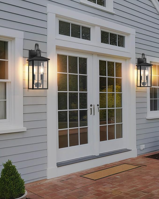 SHIMR Dusk to Dawn Outdoor Lighting Large Exterior Light Fixture Wall Mount Waterproof Outdoor Wall Light Outside Lights for House Porch Garage Patio