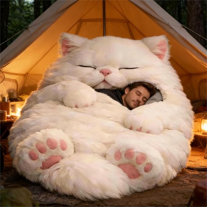 Cat Sleeping Bag Cat Sleeping Bag for Human Cat Shaped Plush Floor Lounger for Adults for Indoor Use or Camping
