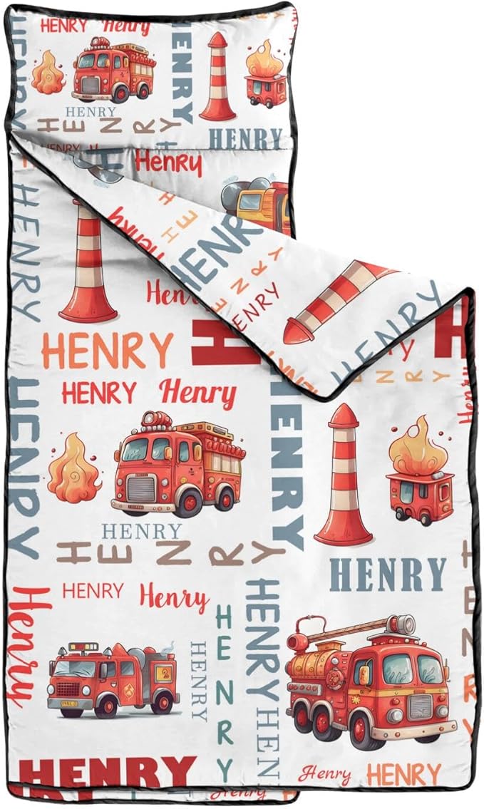 Personalized Toddler Nap Mat – Custom Name Sleeping Bag with Pillow &amp Blanket Roll-Up Nap Mats for Daycare