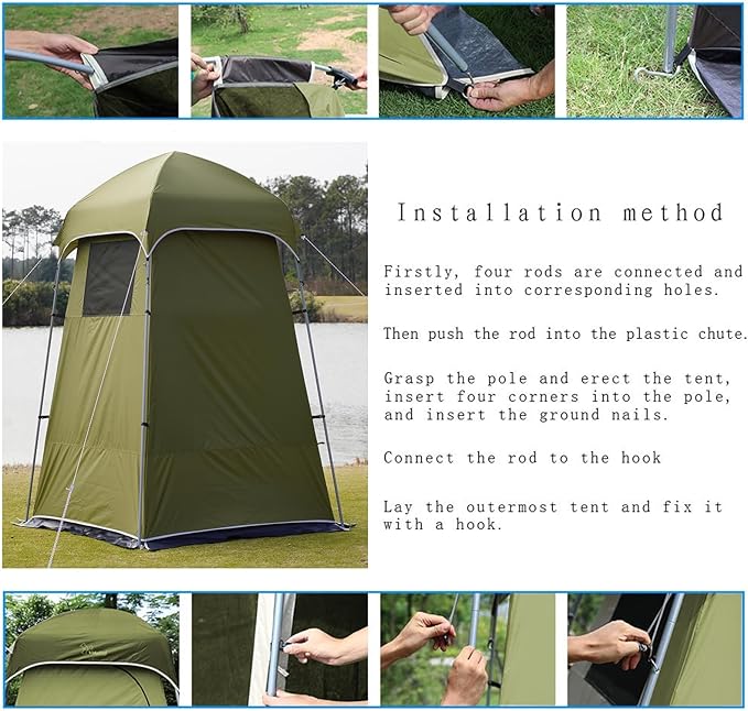 Vidalido Outdoor Camping Shower Tent Easy Setup Privacy Tent Changing Room Portable Camp Shower Tents for Camping with Floor Waterproof Privacy Shelters Camping Toilet Tent