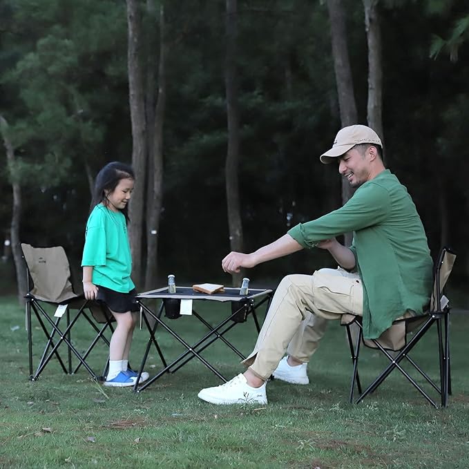 SUNNYFEEL Outdoor Folding Table | Lightweight Mesh Compact Camping Table Roll Up Top 2 People Portable Camp Tables with Carry Bag for Picnic/Cooking/Beach/Travel/BBQ