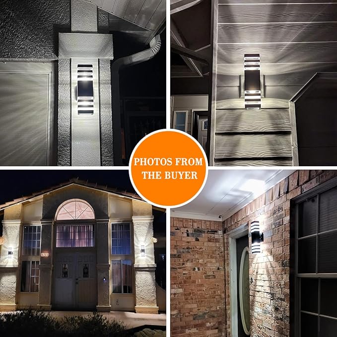 6 Pack Up and Down Wall Lights 14W IP65 3000K 1100LM Warm White Aluminum Outdoor Light Fixtures for Porch Patio Garage Waterproof