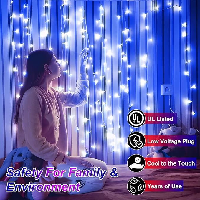 1500 LED 470FT Christmas String Lights Outdoor 12 Pro Modes and Timer Memory &amp Brightness Plug in Waterproof Clear Wire Twinkle Light for for Xmas Yard Tree Wedding Party Decor (Blue)