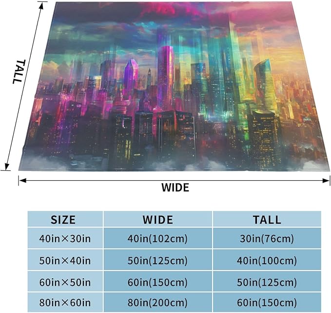 Holographic City Soft Fleece Blanket 60 * 50 inch Soft Sofa Blanket Suitable for Sofa Camping Travel Night Cover Blanket