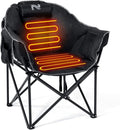 NAIZEA Heated Camping Chair Oversized Heated Folding Outdoor Chair for Adults with 3 Heat Levels Portable Foldable Patio Lounge Chair for Sports Outdoors Camp Battery NOT Included