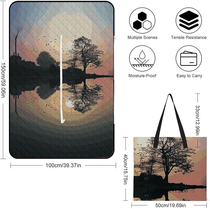 Zipper Reflection Guitar Style Picnic Mat Suitable for Travel Camping Park Or Home Use