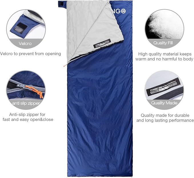Ultralight Sleeping Bag - Envelope Lightweight Portable Waterproof Comfort with Compression Sack - Great for 3 Season Traveling Camping Hiking