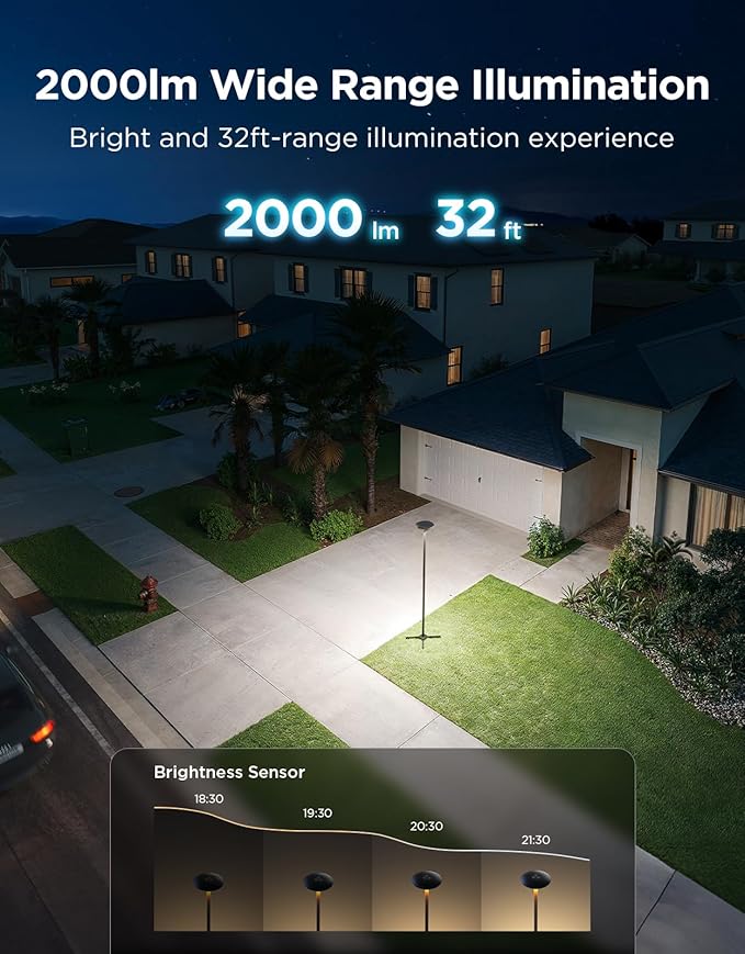 Govee Outdoor Lamp Post Lights 2000LM High White Brightness with 6 Zones RGBIC Lighting Effect for Halloween Decor Double Sensor Integrated IP66 Waterproof Work with Alexa Google Assistant