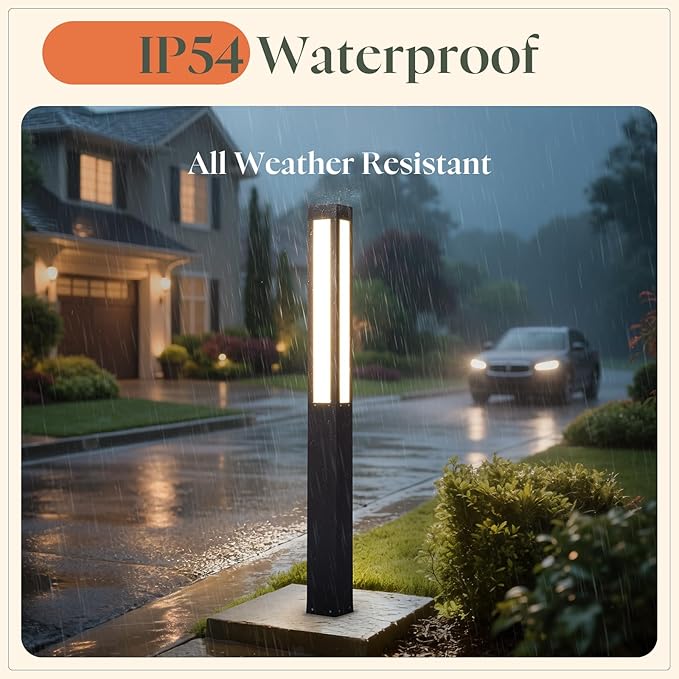 71 Tall Pathway Lights Landscape Bollard Lights Outdoor Modern Path Light Waterproof Aluminum Driveway Light High Voltage Wired 15W LED Lighting Walkway Lamp for Lawn Patio Yard Garden