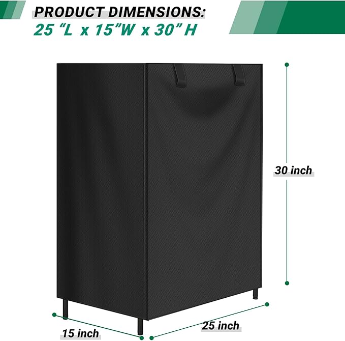 Storage Shelving Unit Cover with Zipper - Waterproof Indoor/Outdoor Dust Cover (25L x 15W x 30H)